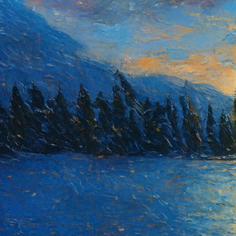 Pond Hockey Golden Drift (Left Leaf to Pond Hockey at Sunset) PRINT Digital Art on Canvas