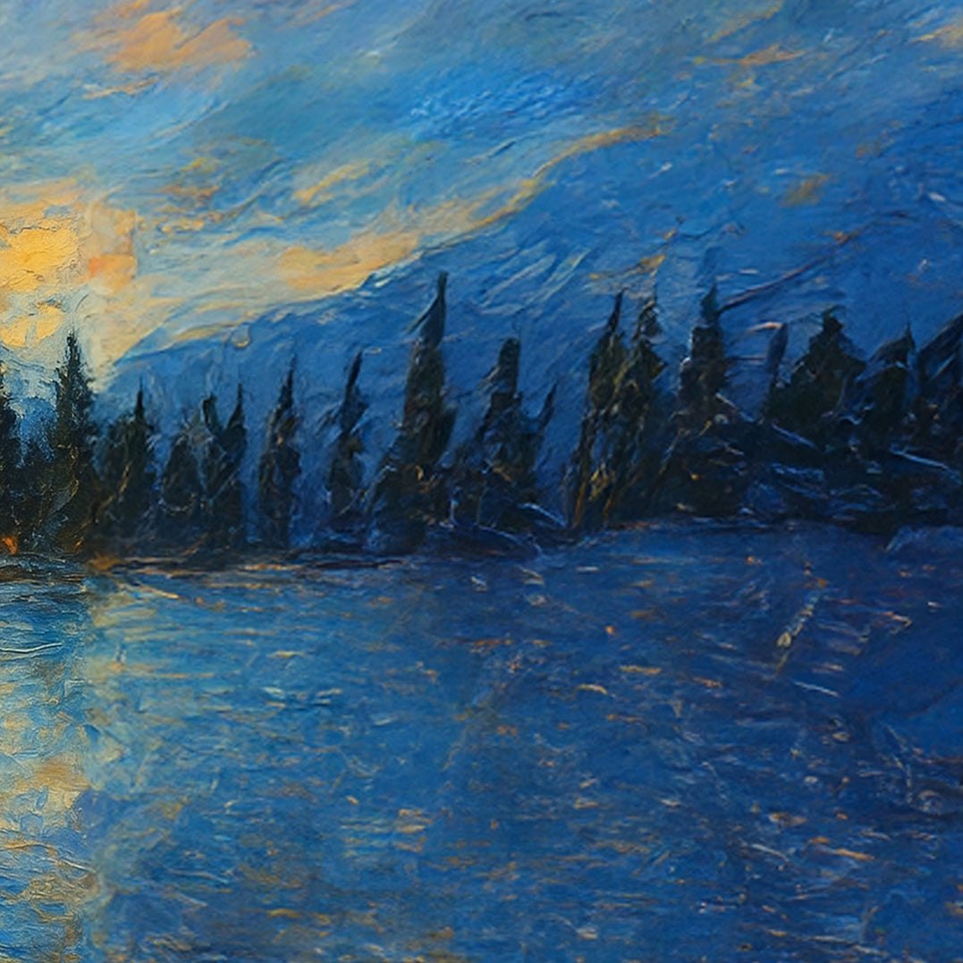 Pond Hockey Midnight Flow (Right Leaf to Pond Hockey at Sunset) PRINT Digital Art on Canvas