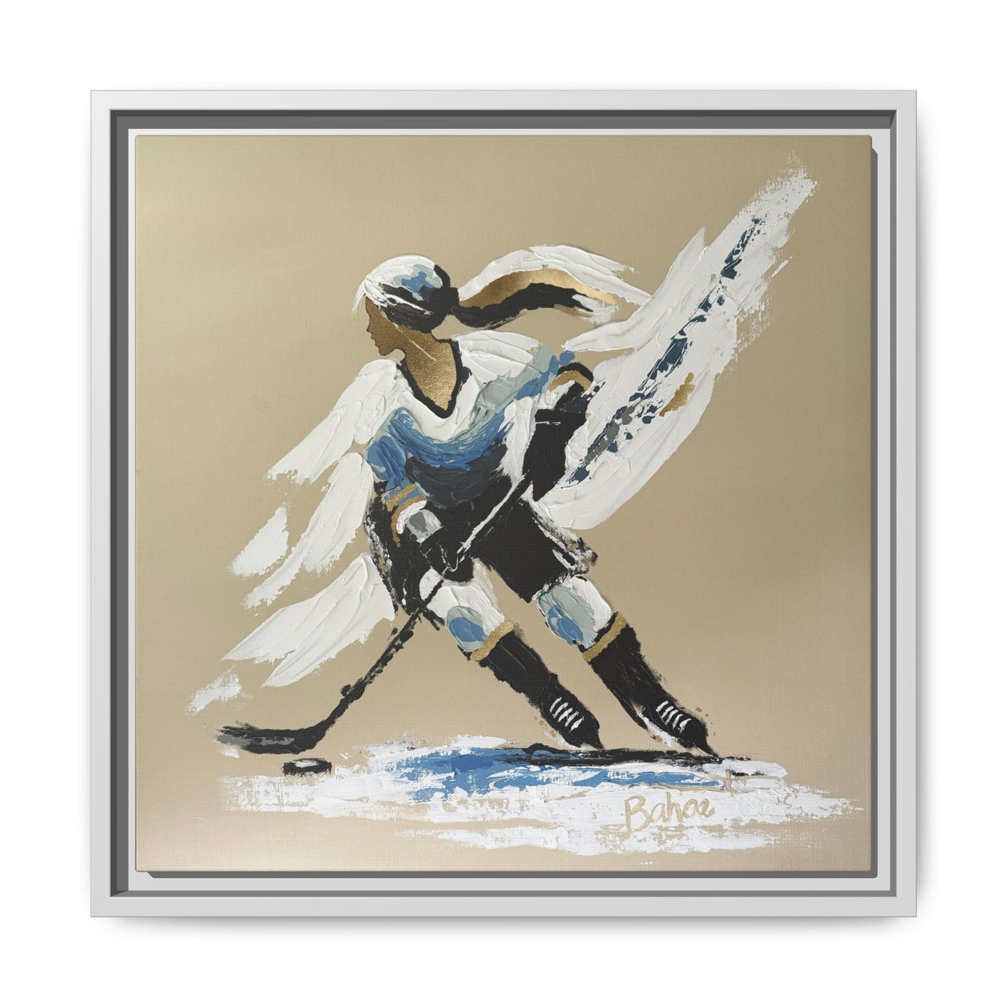 Her Hockey Practice PRINT Art on Canvas with Frame