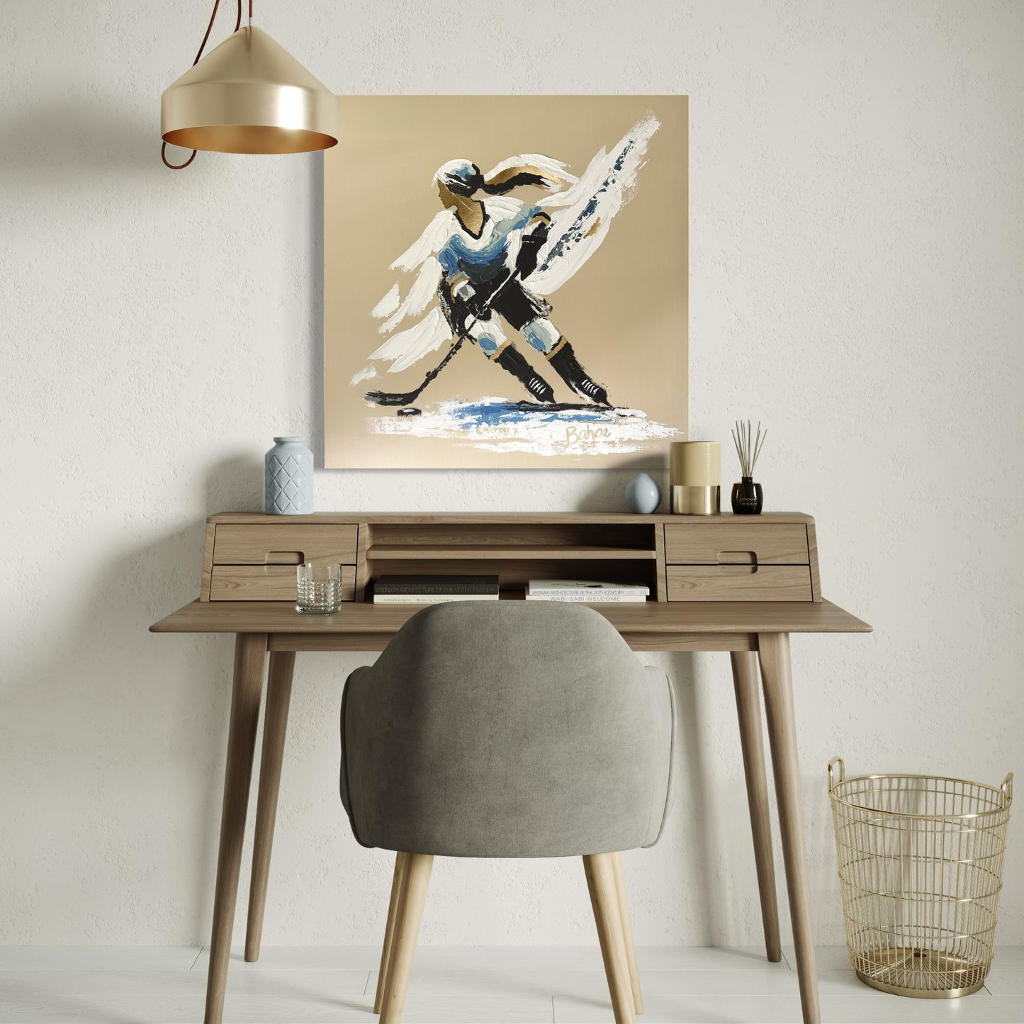Her Hockey Practice ORIGINAL Hand-Painted Acrylic Art on Canvas