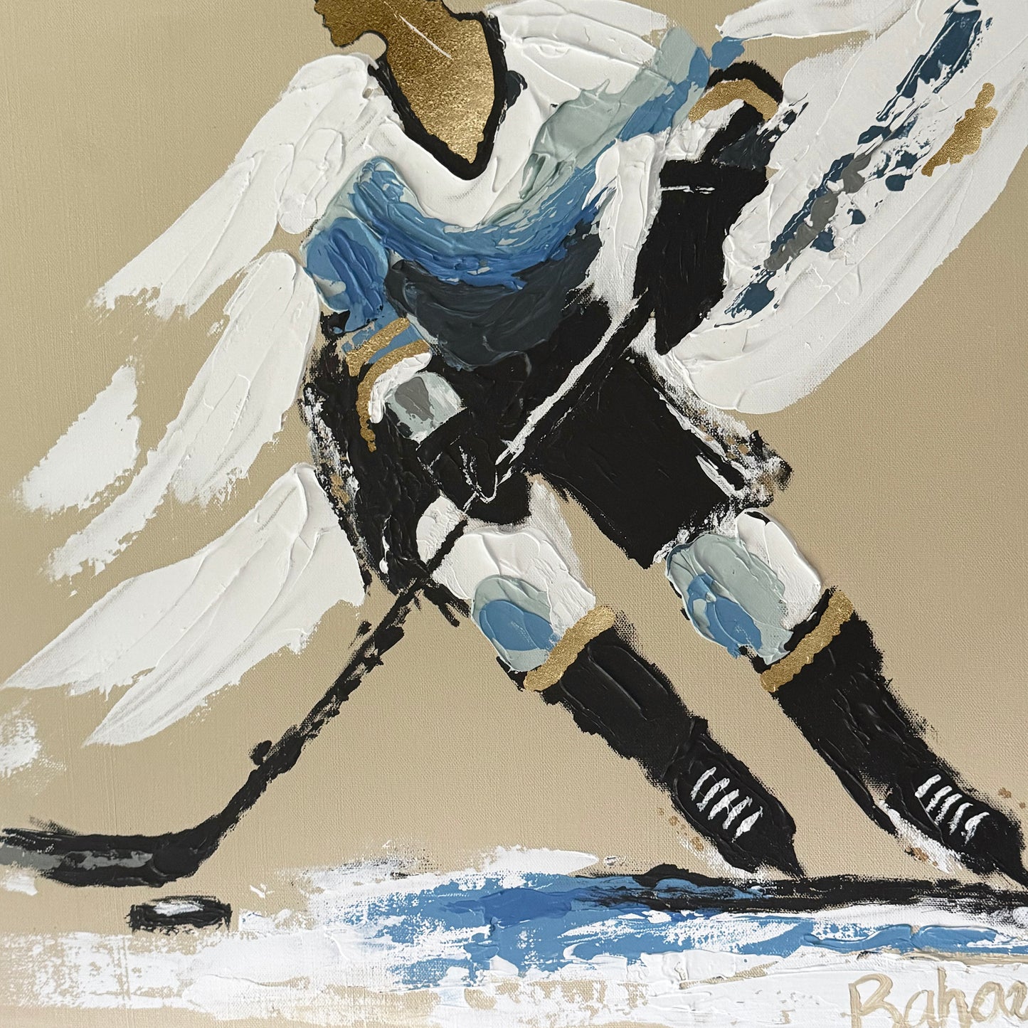 Her Hockey Practice ORIGINAL Hand-Painted Acrylic Art on Canvas