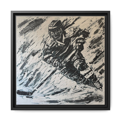 The Hockey Player PRINT Art on Canvas with Frame