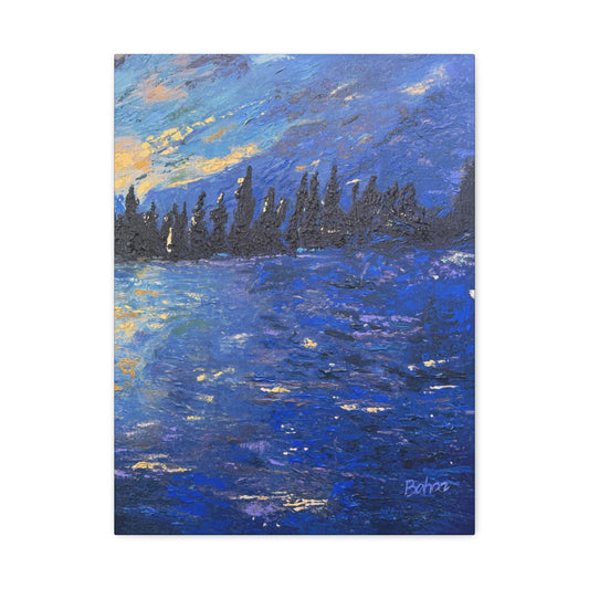 Pond Hockey at Sunset PRINT Art on Canvas (Right Piece)