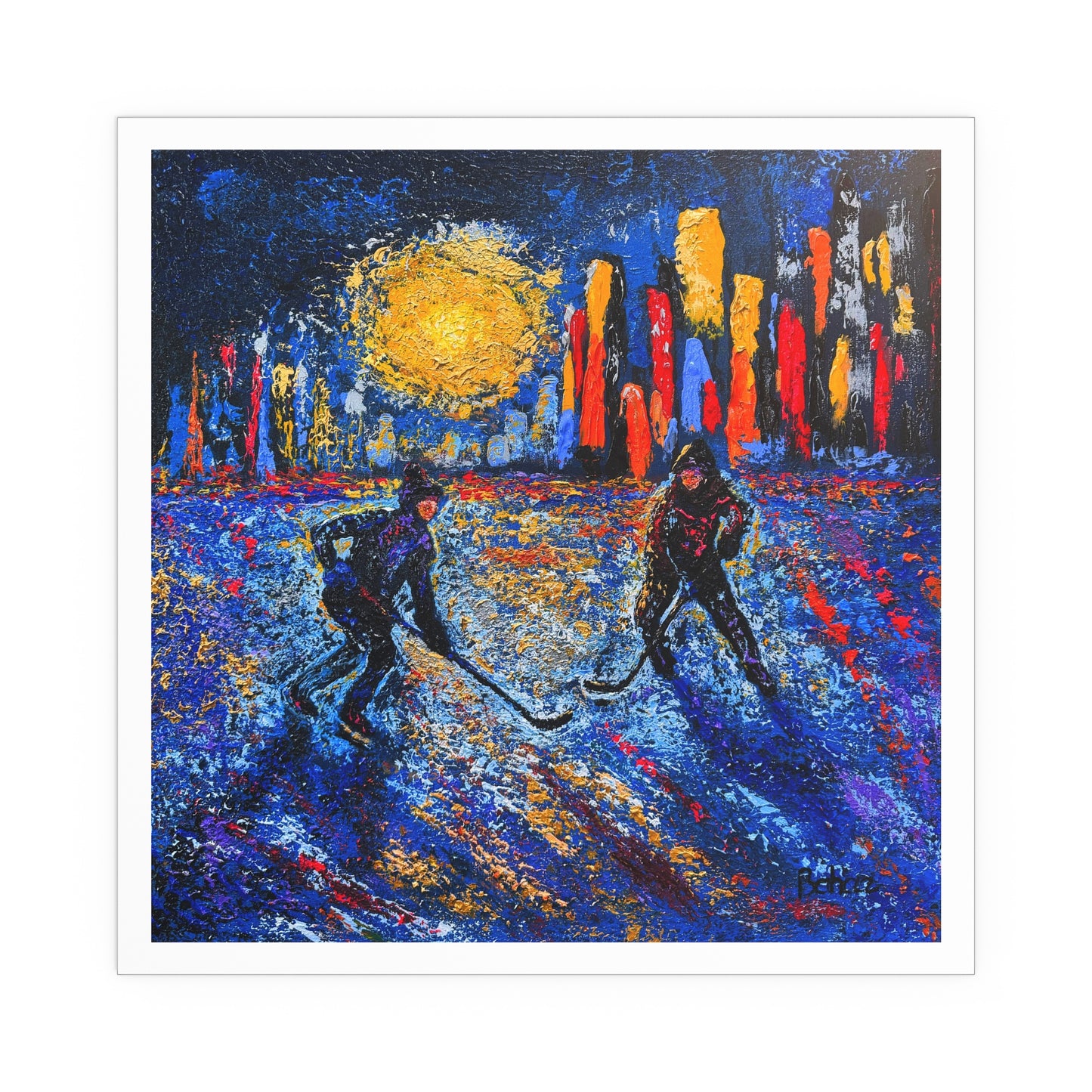 Pond Hockey in the City PRINT Rolled Poster