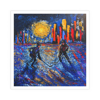 Pond Hockey in the City PRINT Rolled Poster