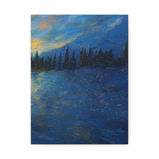 Pond Hockey Midnight Flow (Right Leaf to Pond Hockey at Sunset) PRINT Digital Art on Canvas