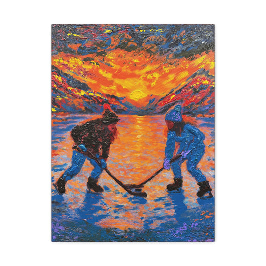 Pond Hockey Girls PRINT Art on Canvas (Centre Piece)