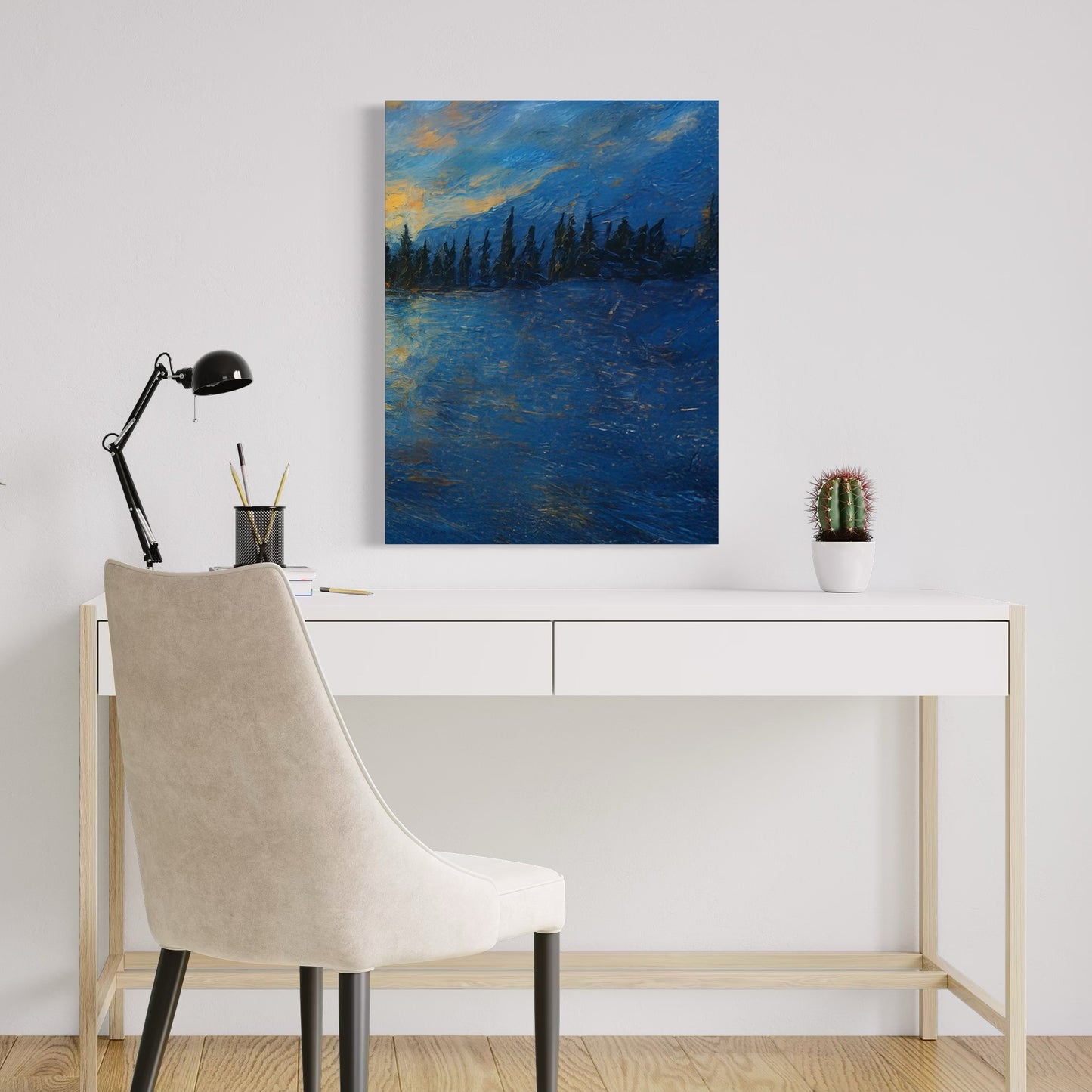 Pond Hockey Midnight Flow (Right Leaf to Pond Hockey at Sunset) PRINT Digital Art on Canvas