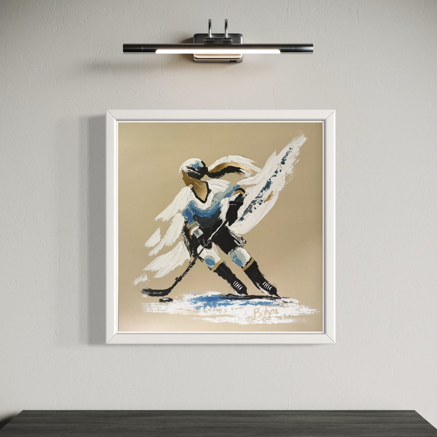 Her Hockey Practice PRINT Art on Canvas with Frame
