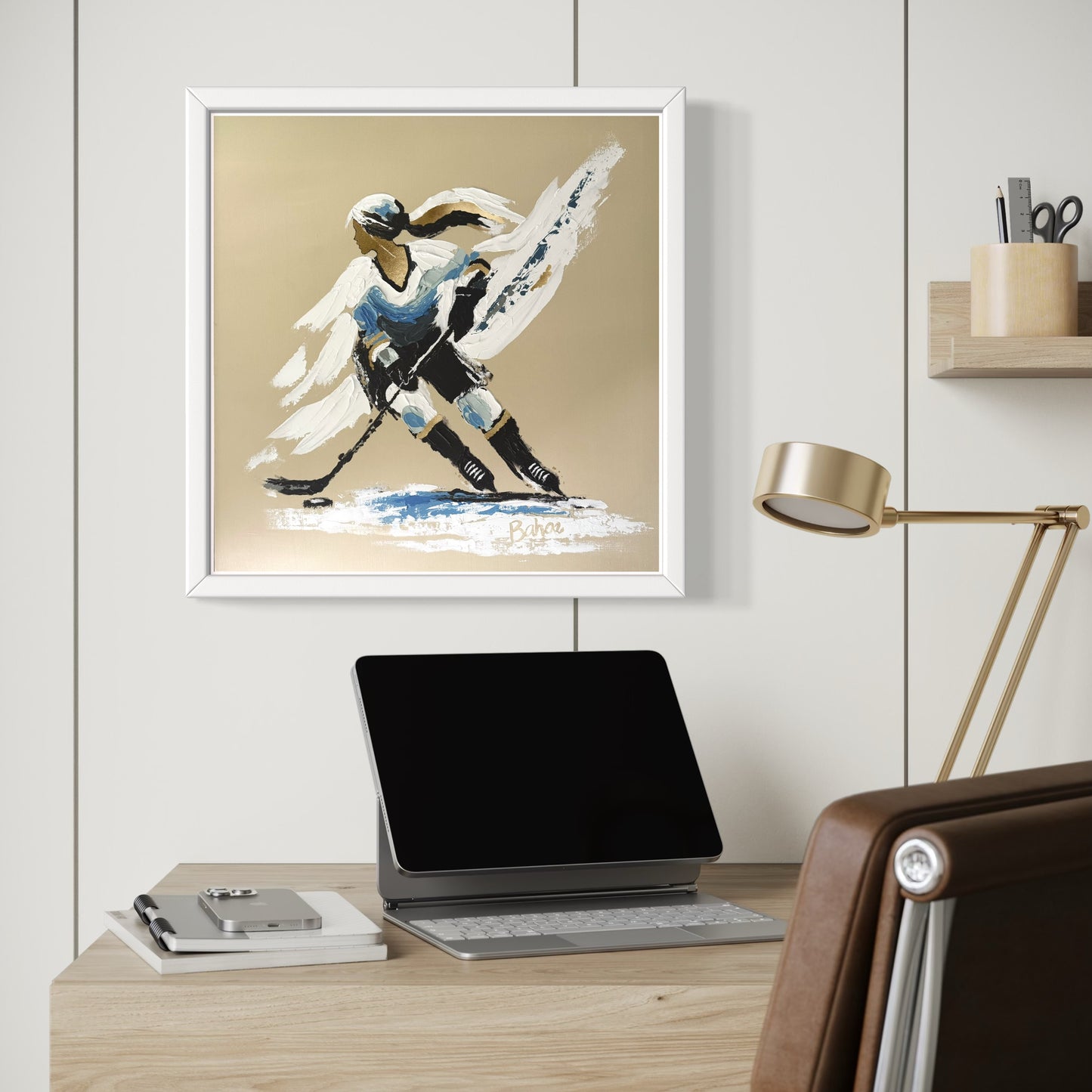 Her Hockey Practice PRINT Art on Canvas with Frame
