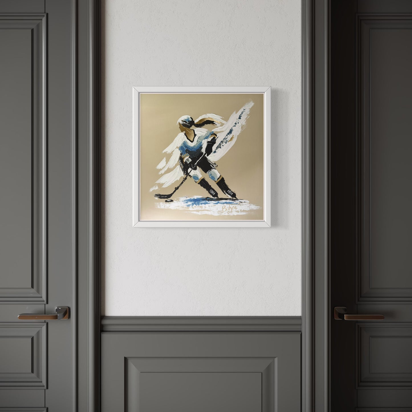 Her Hockey Practice PRINT Art on Canvas with Frame
