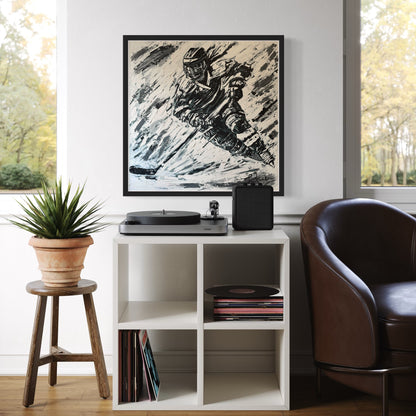 The Hockey Player PRINT Art on Canvas with Frame