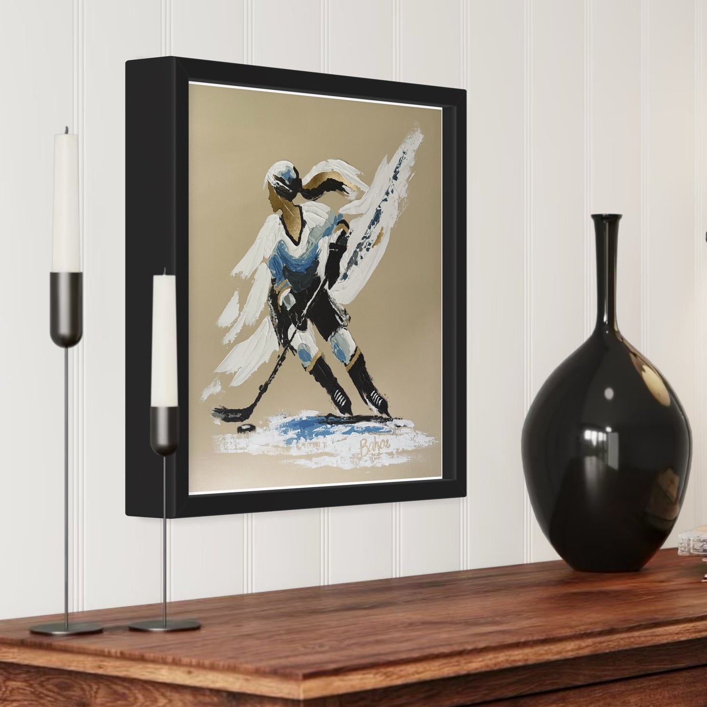 Her Hockey Practice PRINT Art on Canvas with Frame