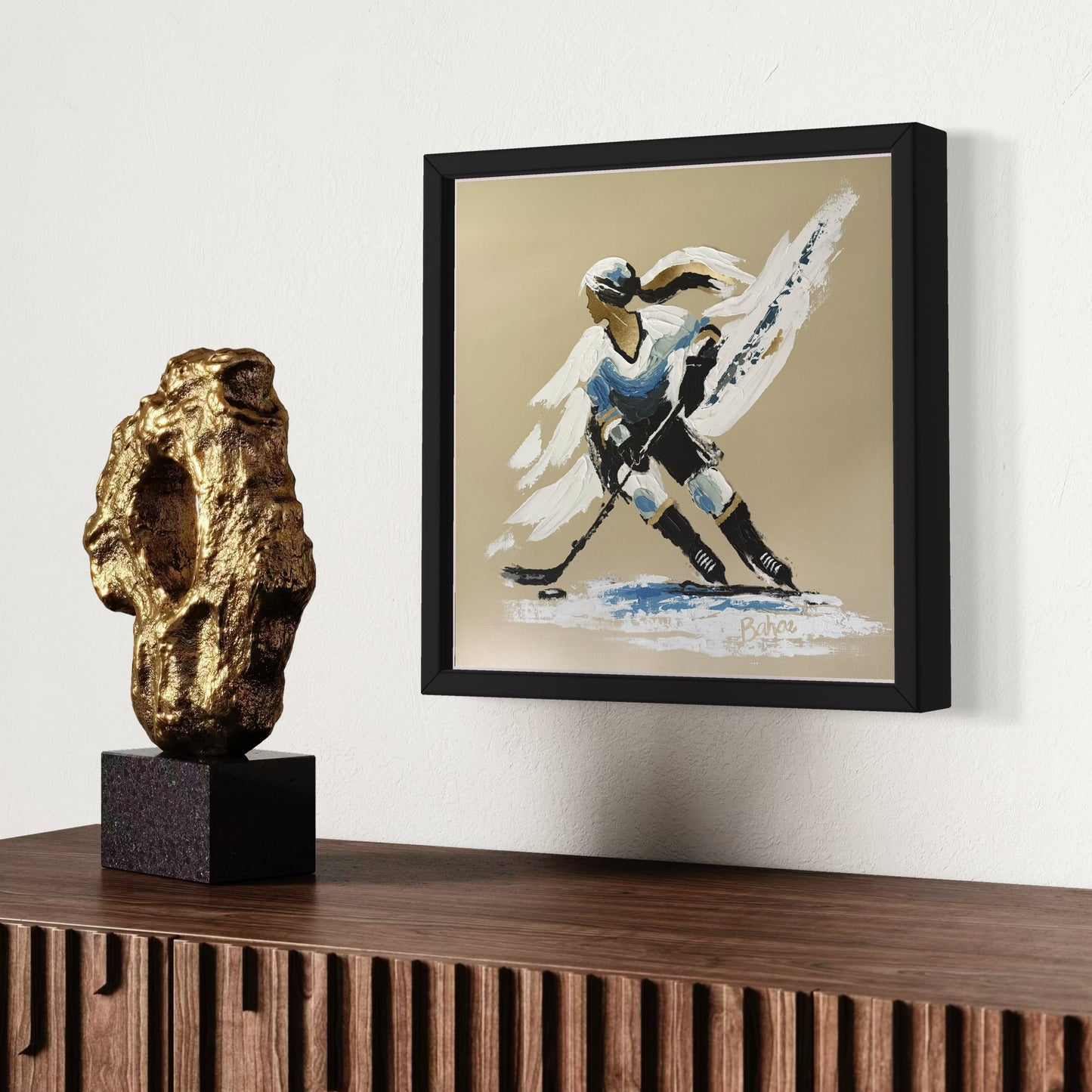 Her Hockey Practice PRINT Art on Canvas with Frame