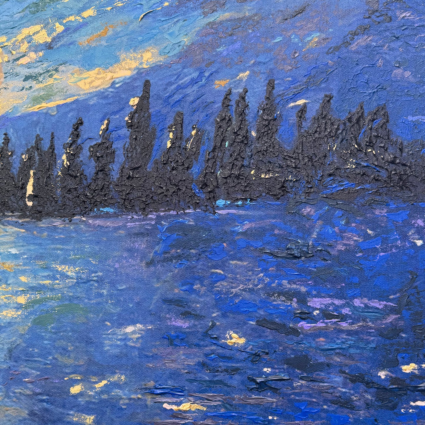 Pond Hockey at Sunset PRINT Art on Canvas (Right Piece)