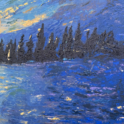 Pond Hockey at Sunset PRINT Art on Canvas (Right Piece)