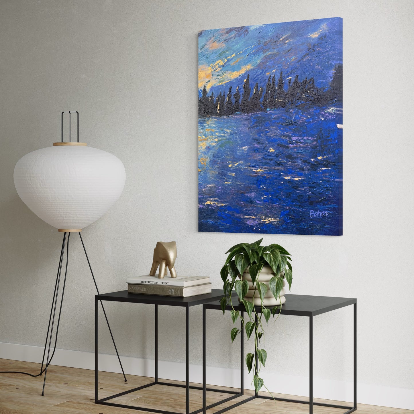 Pond Hockey at Sunset PRINT Art on Canvas (Right Piece)