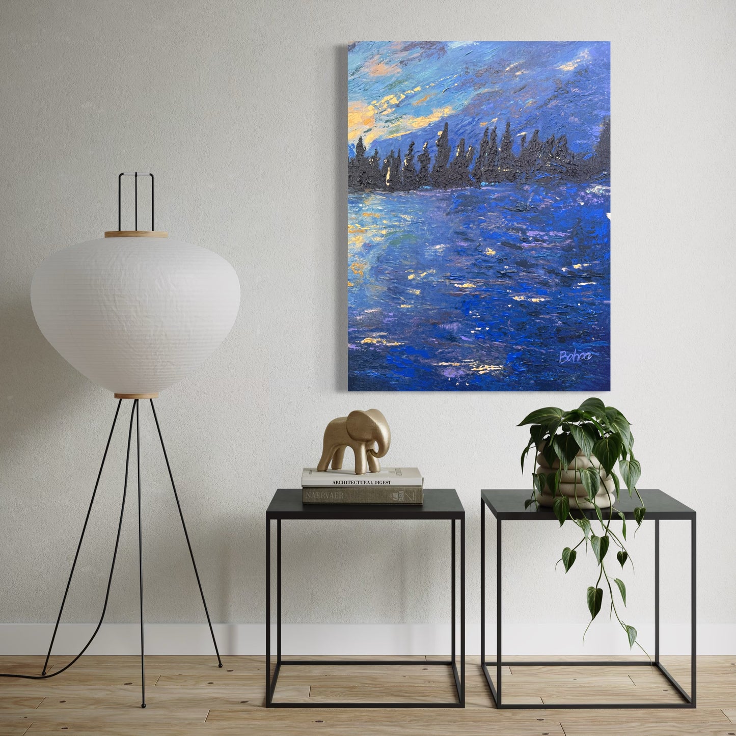 Pond Hockey at Sunset PRINT Art on Canvas (Right Piece)