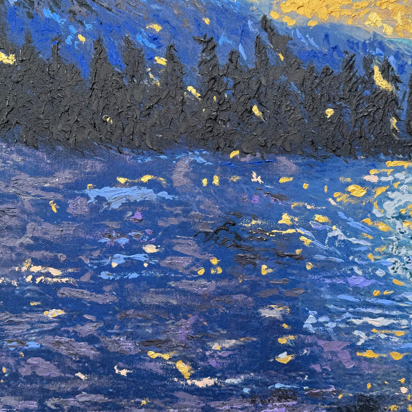 Pond Hockey at Sunset PRINT Art on Canvas (Left Piece)