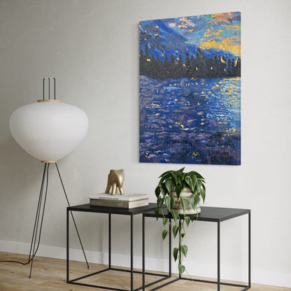 Pond Hockey at Sunset PRINT Art on Canvas (Left Piece)