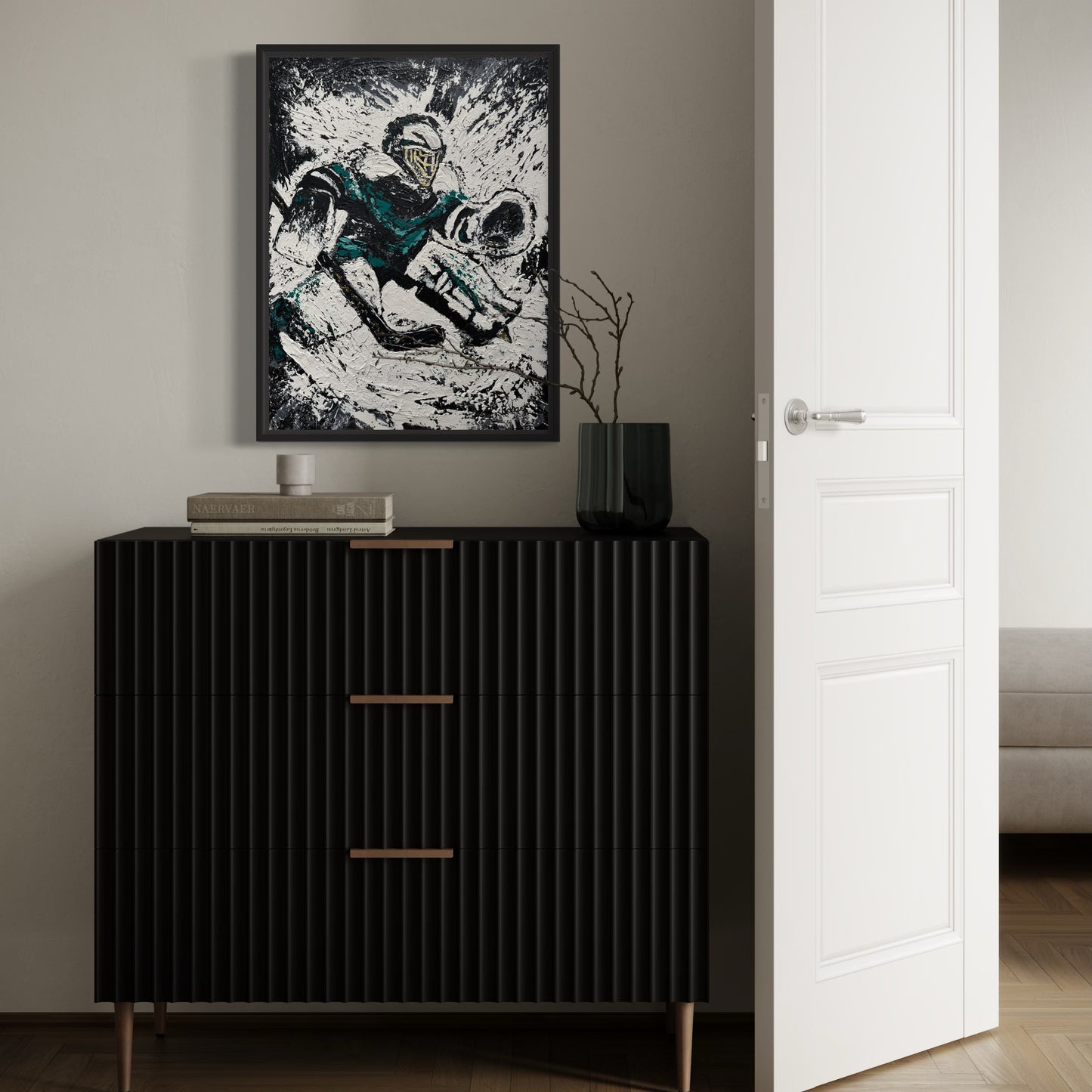 The Goaltender PRINT Art on Canvas with Frame