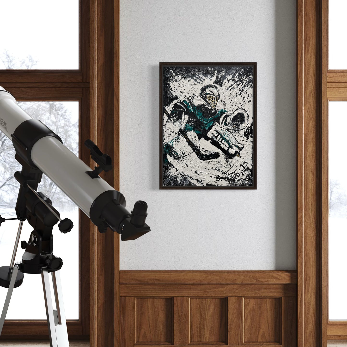 The Goaltender PRINT Art on Canvas with Frame