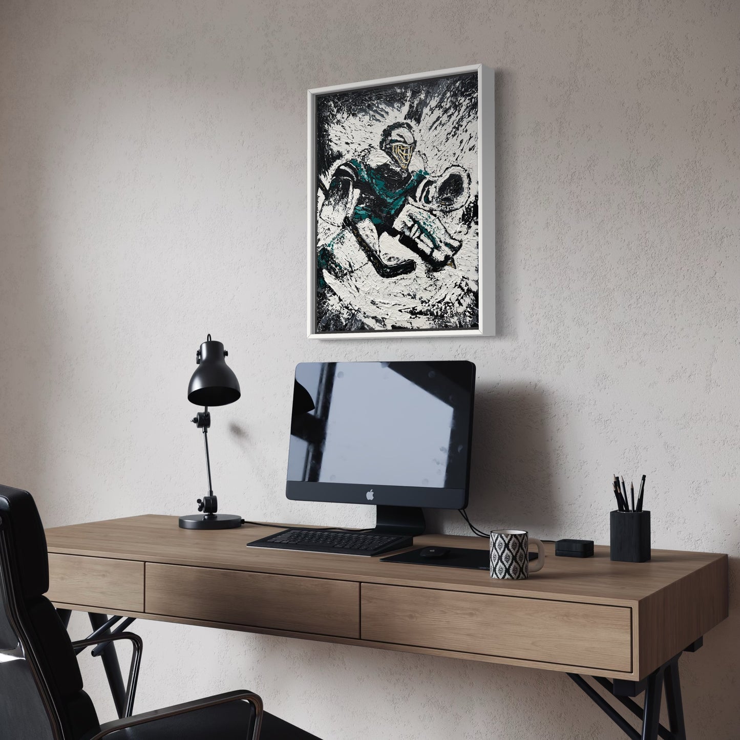 The Goaltender PRINT Art on Canvas with Frame