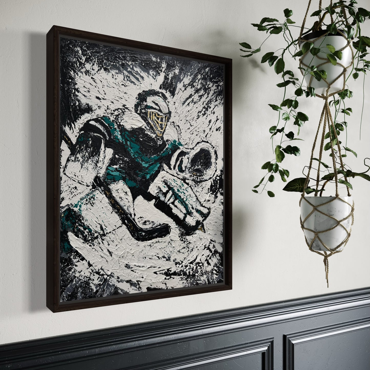 The Goaltender PRINT Art on Canvas with Frame