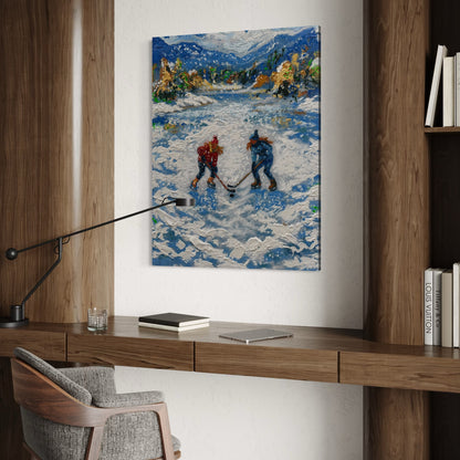 Snowie Pond Hockey PRINT Art on Canvas (Centre Piece)