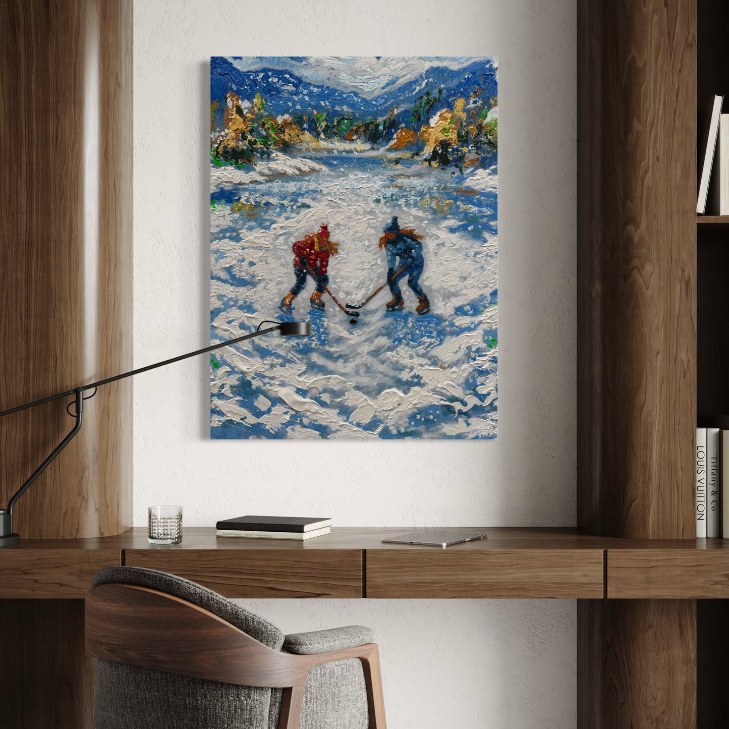 Snowie Pond Hockey PRINT Art on Canvas (Centre Piece)