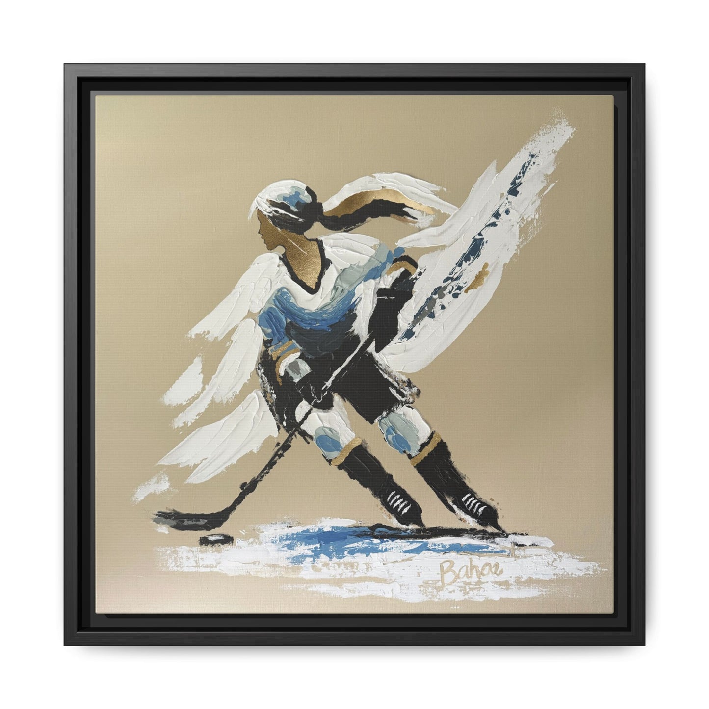 Her Hockey Practice PRINT Art on Canvas with Frame