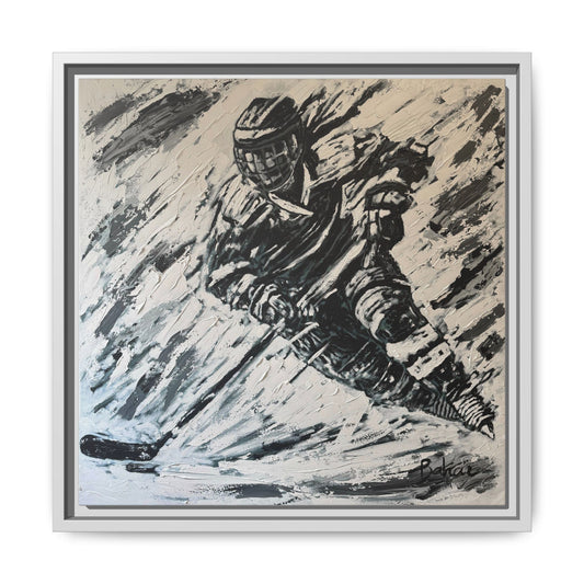 The Hockey Player PRINT Art on Canvas with Frame