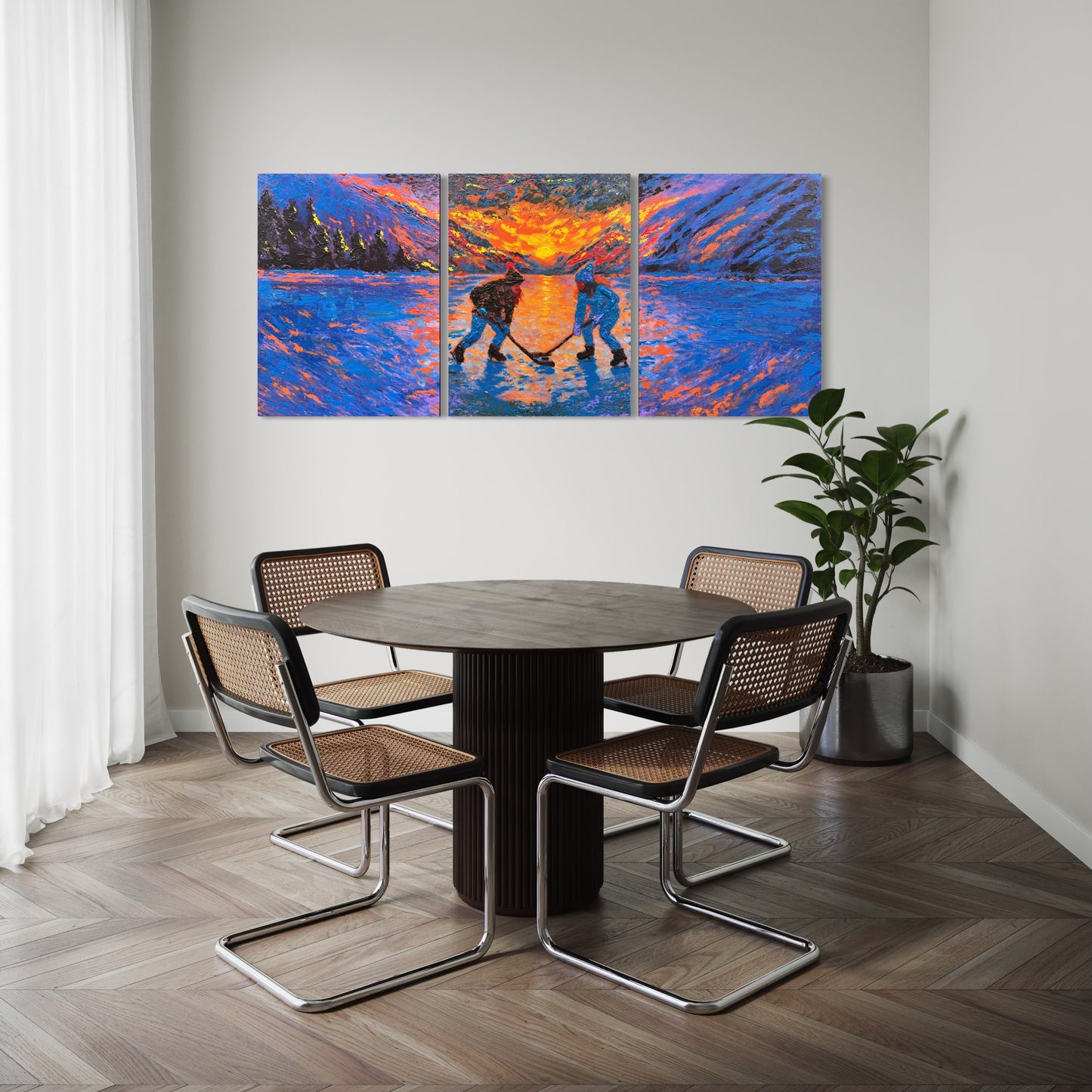 Pond Hockey Girls ORIGINAL Hand-Painted Acrylic Art on Canvas (All Three Pieces)