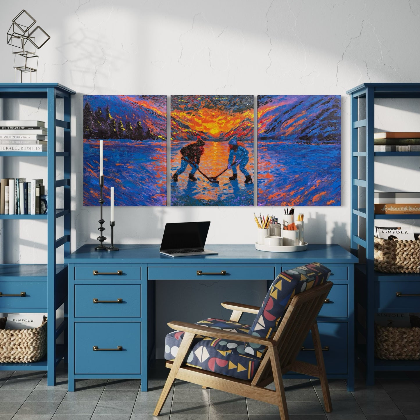 Pond Hockey Girls ORIGINAL Hand-Painted Acrylic Art on Canvas (All Three Pieces)