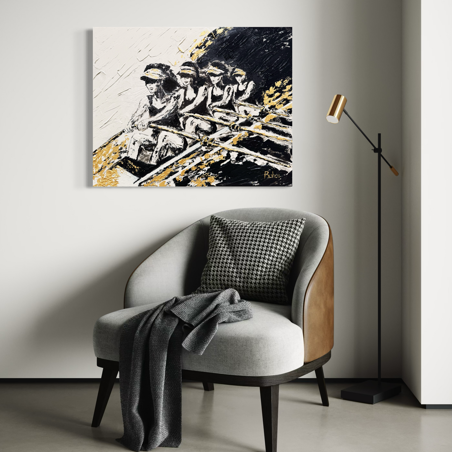 Rowing ORIGINAL Hand-Painted Acrylic Art on Canvas