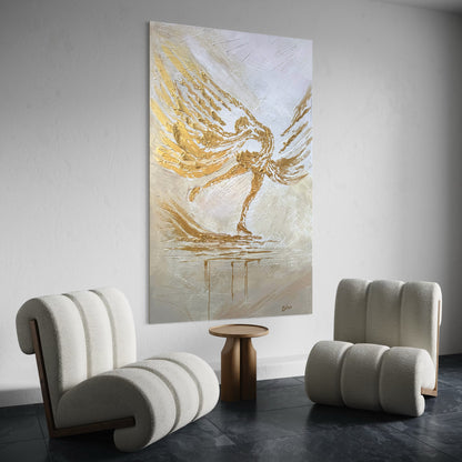 The Golden Figure Skater ORIGINAL Hand-Painted Acrylic Art on Canvas