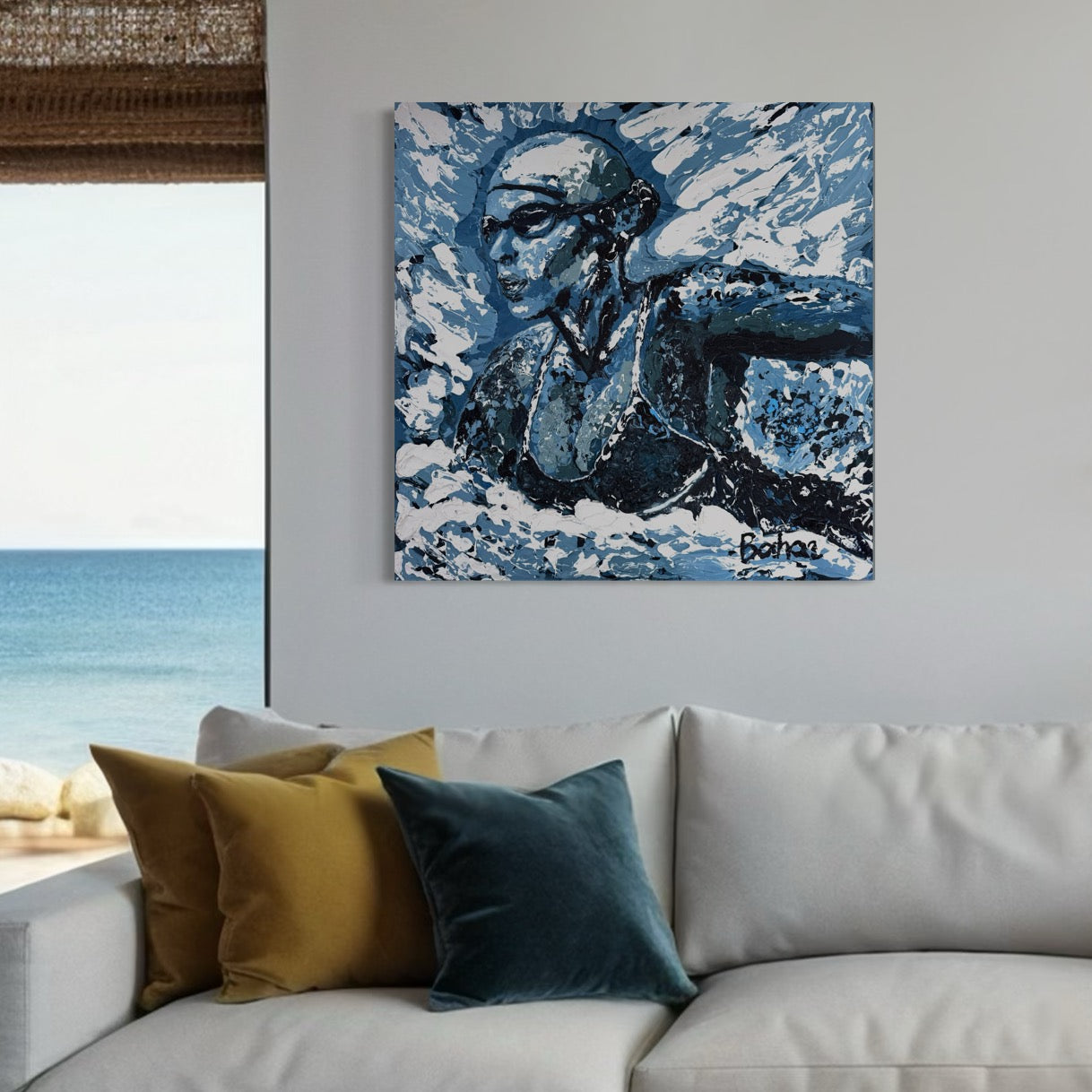 The Olympic Swimmer ORIGINAL Hand-Painted Acrylic Art on Canvas